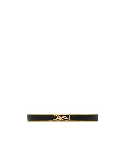 Saint Laurent White Logo Plaque Bracelet
