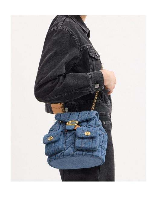 COACH Blue Tabby Quilted Backpack