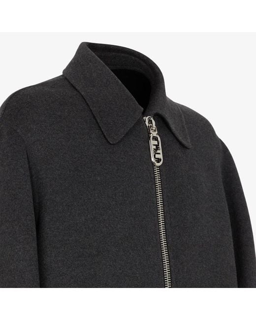 Fendi Black Straight Cut Single Breasted Coat for men
