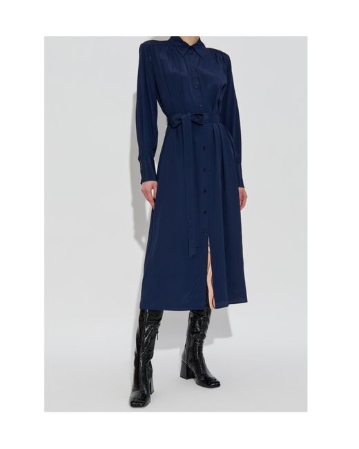 Paul Smith Blue Ps Paul Smith Tie-Waisted Shirt Dress