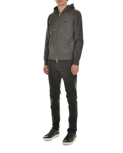 Burberry Gray Logo Hooded Casual Jacket for men