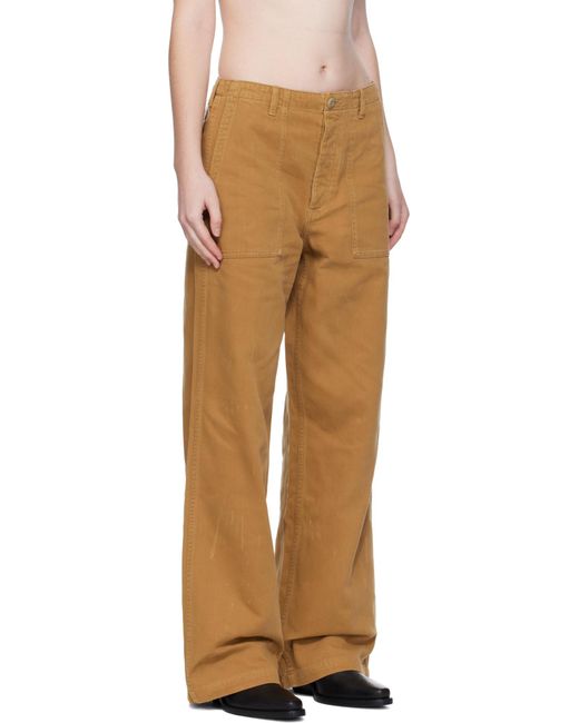 R13 Natural Wide-Leg Cargo Casual Pants