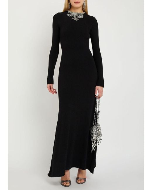 Rabanne Black Embellished Open-Back Gown