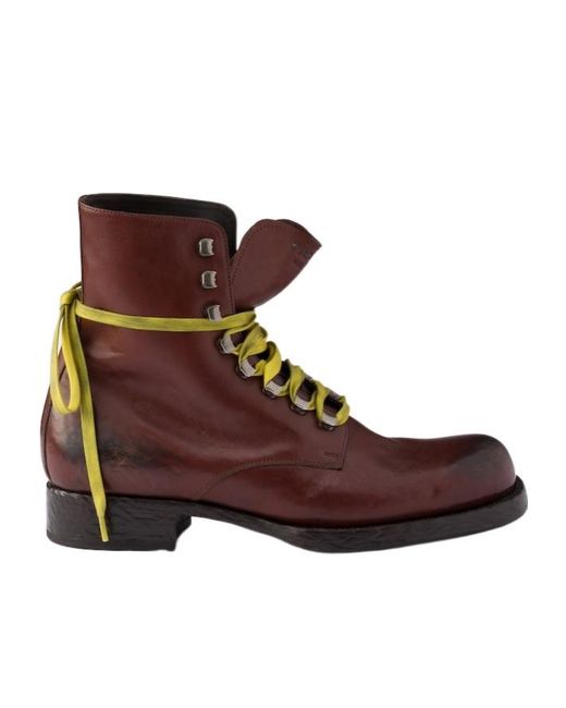 Prada Brown Lace-Up Ankle Boots for men