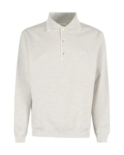 Drole de Monsieur White Polo-Neck Cotton Sweatshirt for men