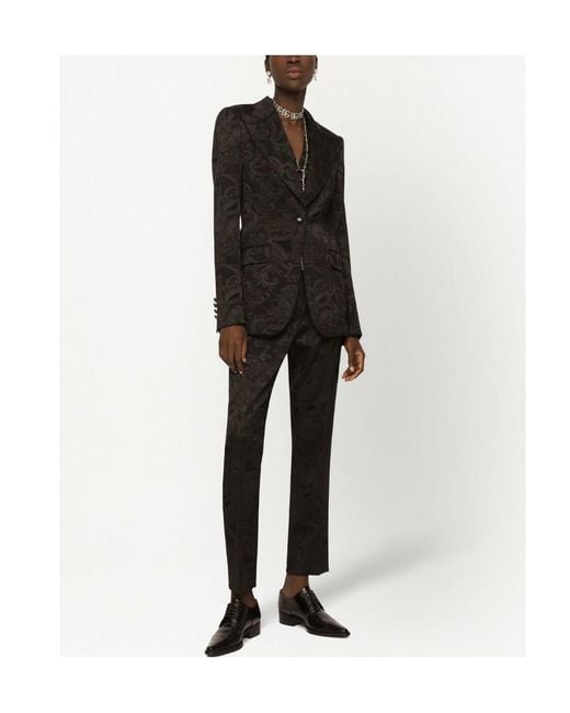 Dolce & Gabbana Black Floral Appliqué Tapered Trousers