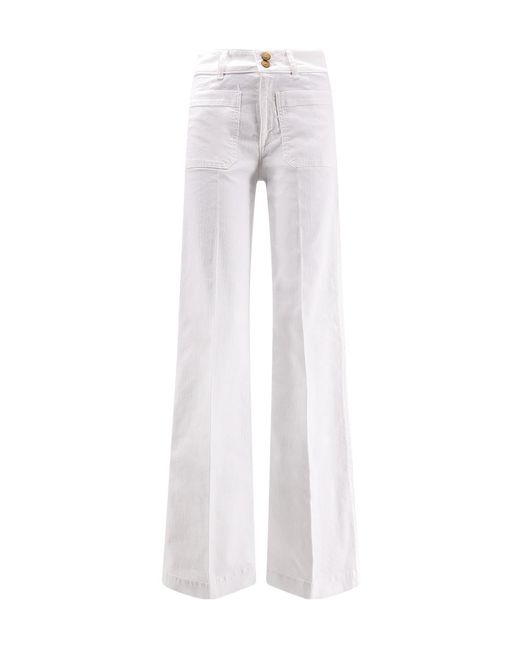 Seafarer White Flared Patch-Pocket Jeans