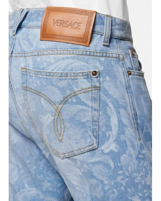 Versace Blue Straight Leg Jeans for men
