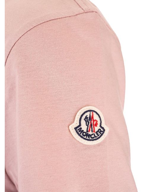 Moncler Pink Logo Patch T-Shirt