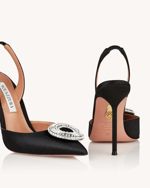 Aquazzura Black Crystal Hoop Sling 105