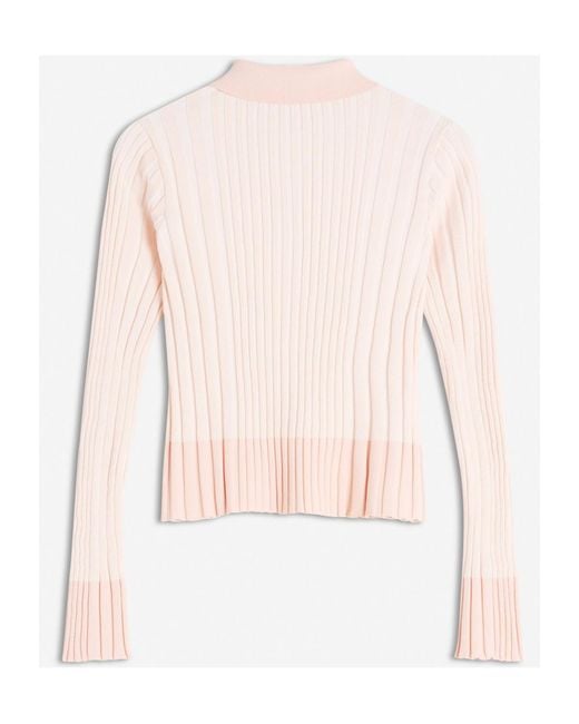 Maison Kitsuné Pink Baby Fox Patch Pleated Ribbed Cardigan