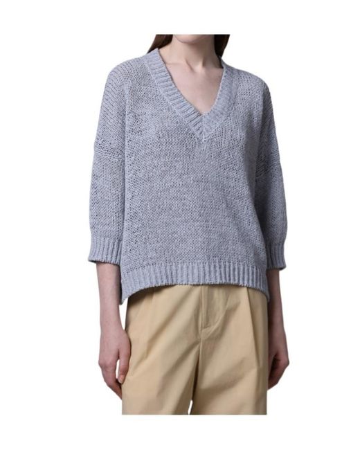 Roberto Collina Blue V-Neck Knitted Sweater