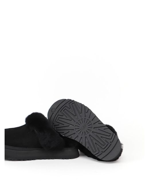 Ugg Black Disquette Logo Embossed Platform Slippers