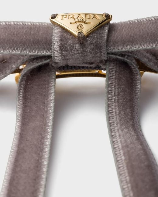 Prada White Logo Velvet Hair Clip