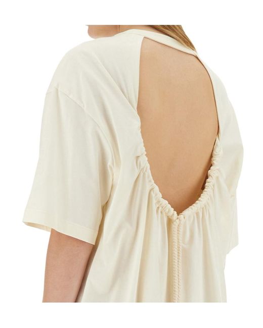 MSGM Natural Logo Patch Drawstring Dress