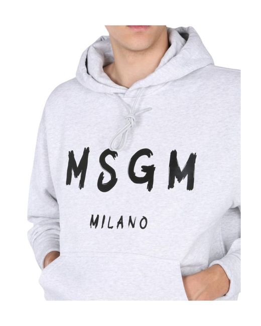 MSGM White Logo Print Hoodie for men