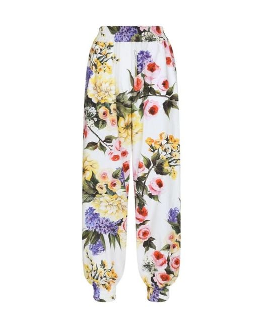 Dolce & Gabbana White Garden-Printed Balloon Pants