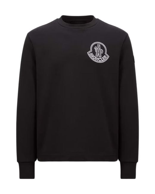 Moncler Black Logo Printed Crewneck Sweatshirt for men