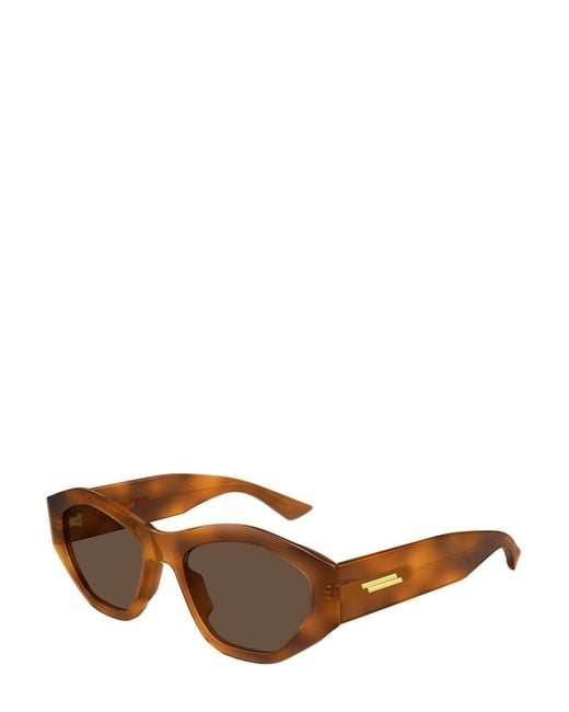 Bottega Veneta Brown Eyewear Geometric Frame Sunglasses