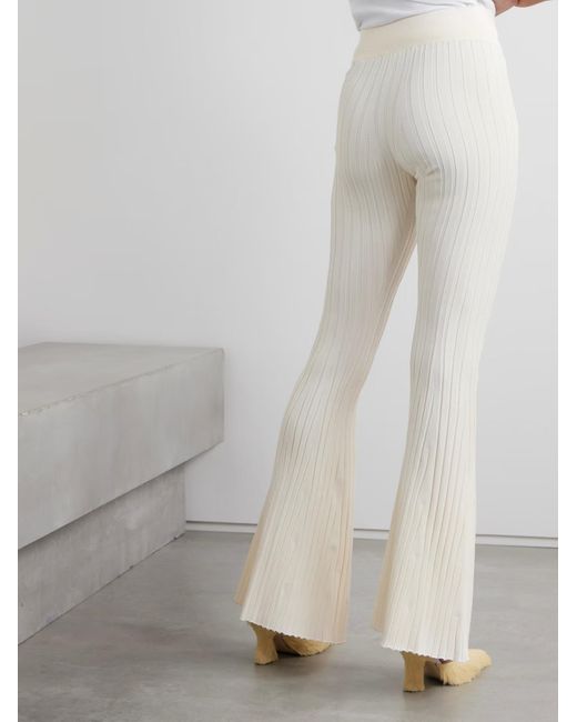 Stella McCartney White Ribbed Knit Flared Casual Pants