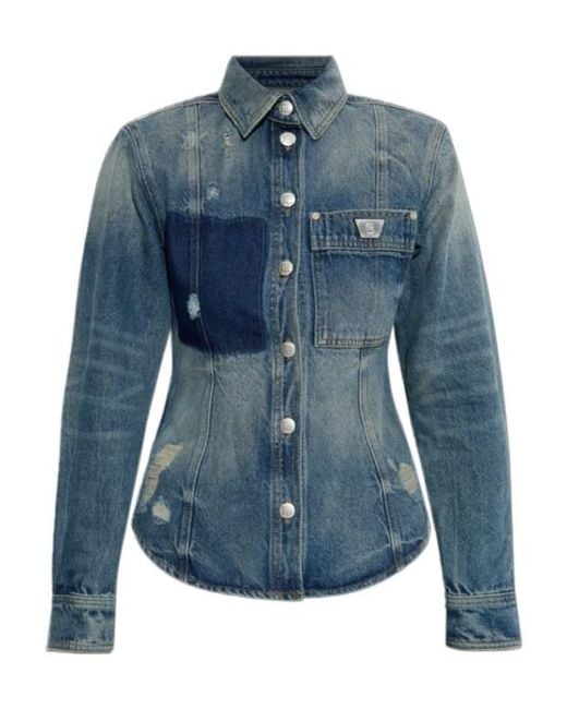 MISBHV Women's Blue Buckled Long-Sleeved Denim Jacket