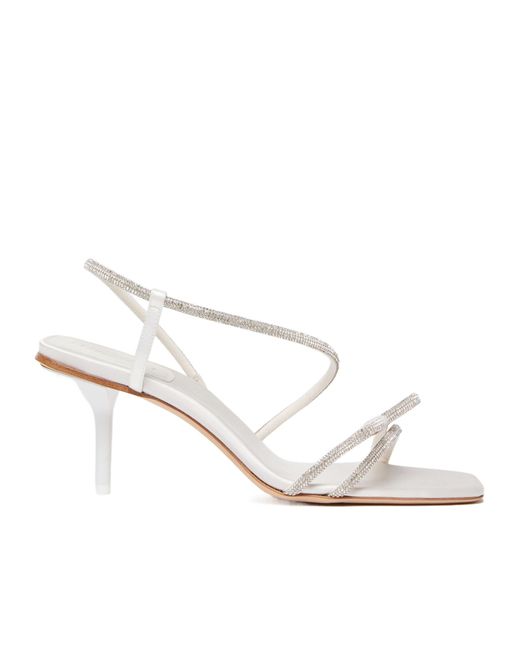 Max Mara White Satin And Rhinestone Sandals