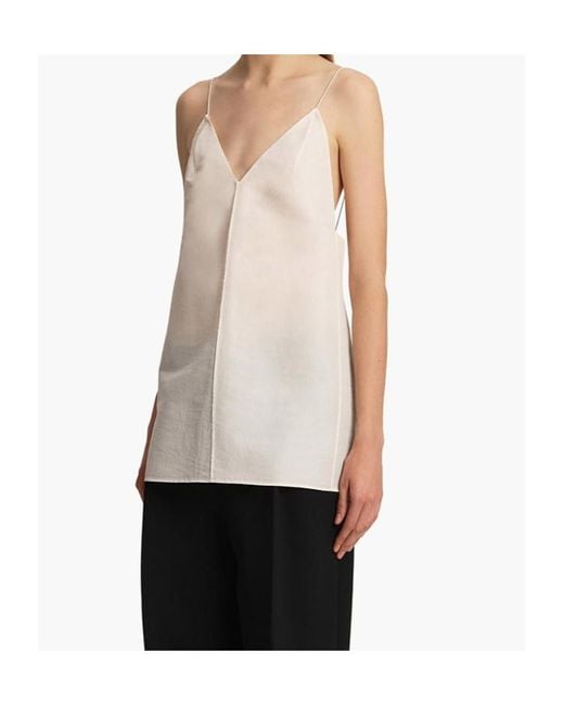Khaite White Talsie V-Neck Top
