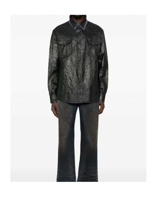 MM6 by Maison Margiela Black Long Sleeved Shirt for men