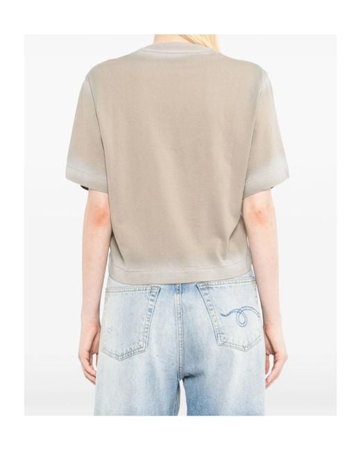 Off-White c/o Virgil Abloh Natural Spray-Effect Logo Stamped T-Shirt