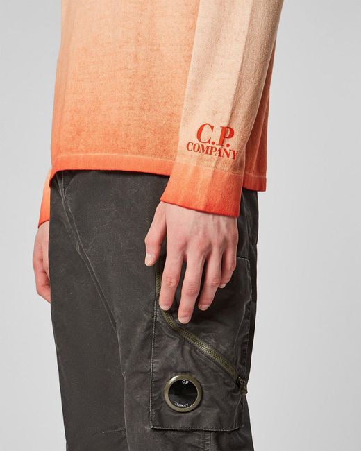 C P Company Orange Logo Round-Neck Pullover for men