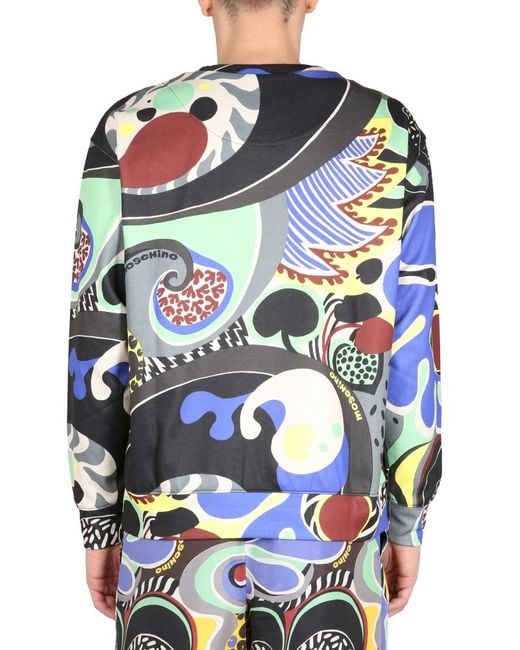 Moschino Blue Printed Sweater for men