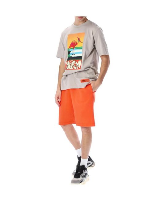Heron Preston Orange Logo Patch Bermuda Shorts for men