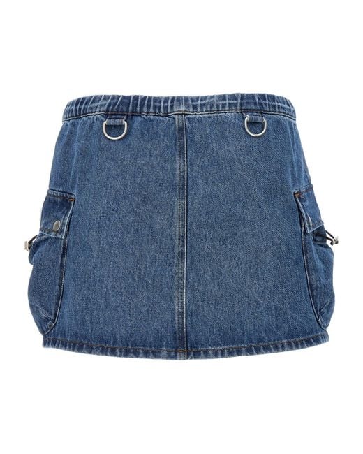 Coperni Blue Drawstring-Waist Denim Mini Skirt