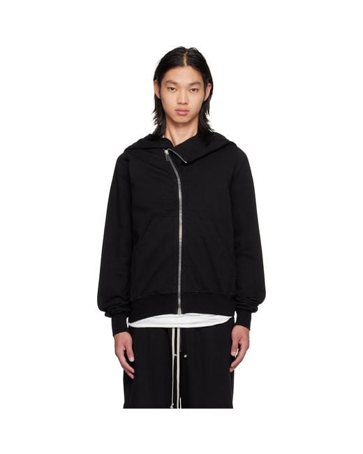 Rick Owens Black Drawstring Zipped Cardigan for men