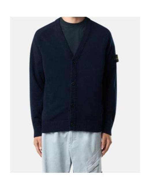 Stone Island Blue V-Neck Button-Up Cardigan for men