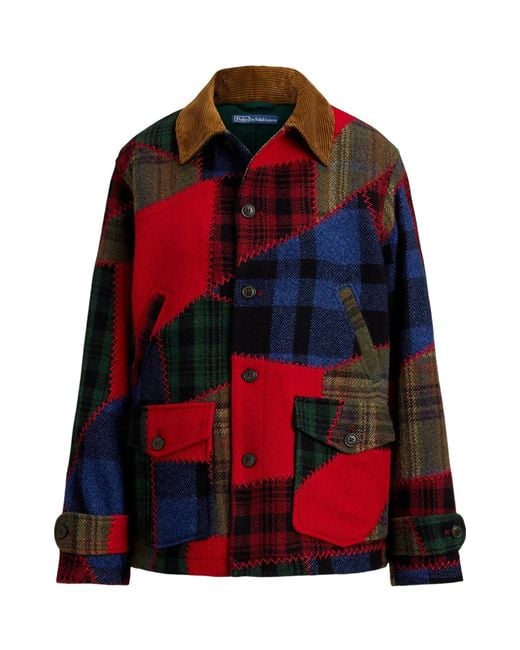 Polo Ralph Lauren Red Patchwork Corduroy-Collar Jacket