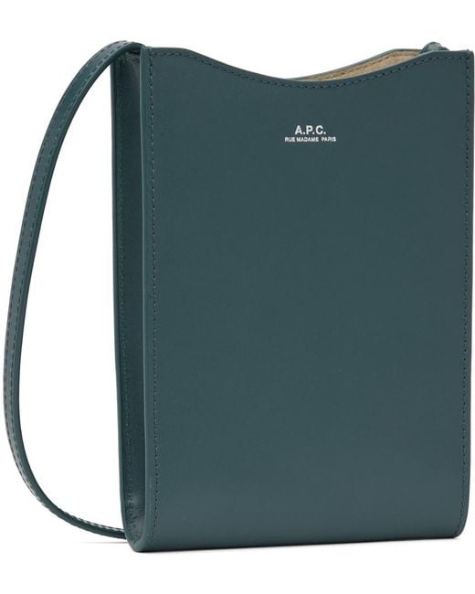 A.P.C. Green Logo-Print Messenger Bag for men