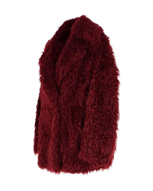 MSGM Red Burgundy Acrylic Blend Coat