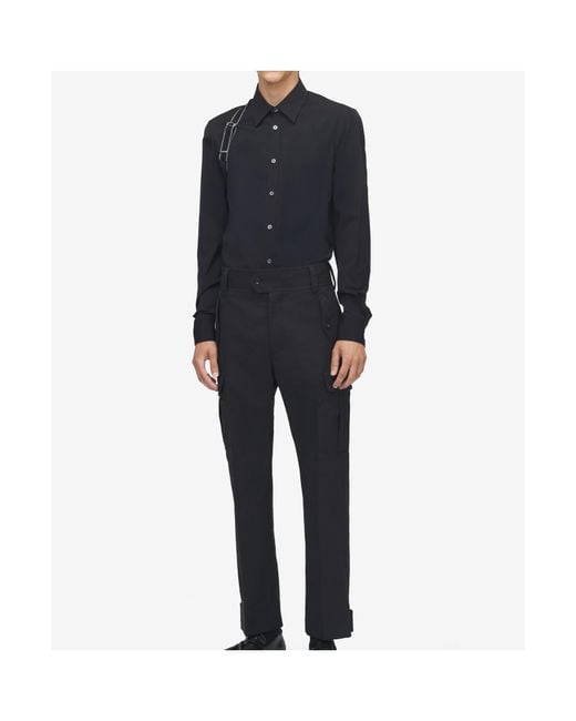 McQueen Blue Harnes Long-Sleeved Shirt for men