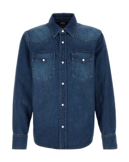 A.P.C. Blue Denim Shirts for men