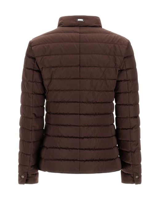 Herno Brown Long-Sleeve Quilted Cotton Jacket