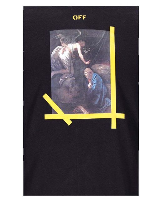 Off-White c/o Virgil Abloh Blue Painting-Print Long-Sleeve T-Shirt for men
