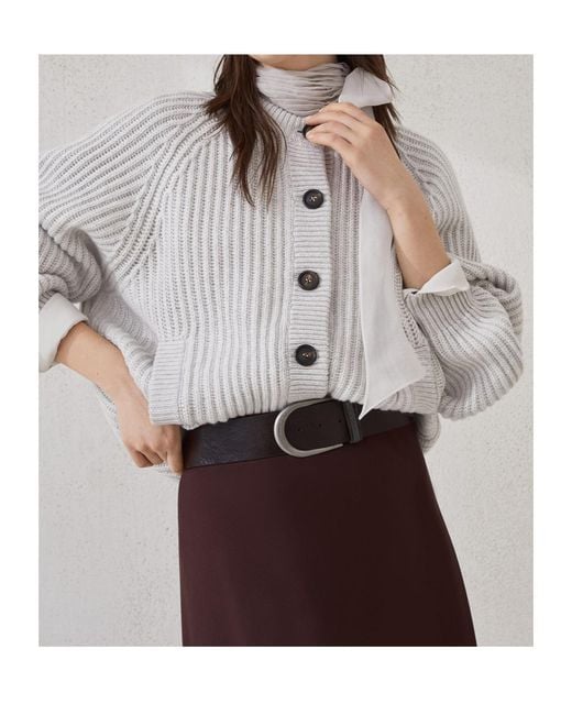 Brunello Cucinelli White Shiny Loop Belt