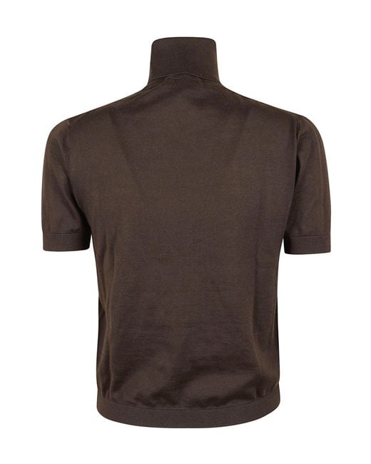 Ralph Lauren Brown Short-Sleeve Cashmere Sweater