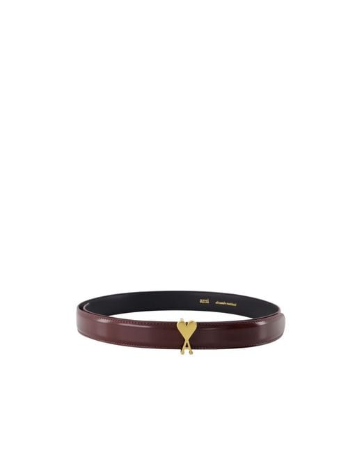 AMI White Ami De Coeur Logo Plaque Buckle Belt