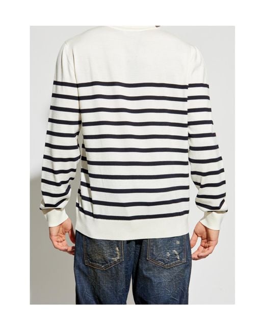 DSquared² White Logo Embroidered Striped Knit Polo Shirt for men
