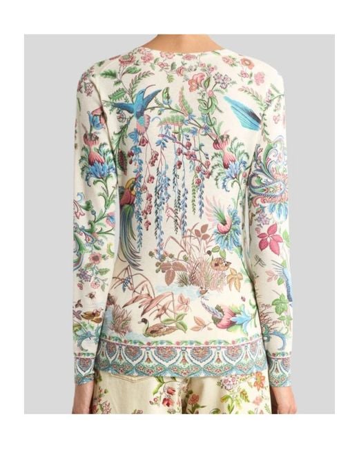 Etro Multicolor Silk And Cashmere Sweater With Flora And Fauna Motif