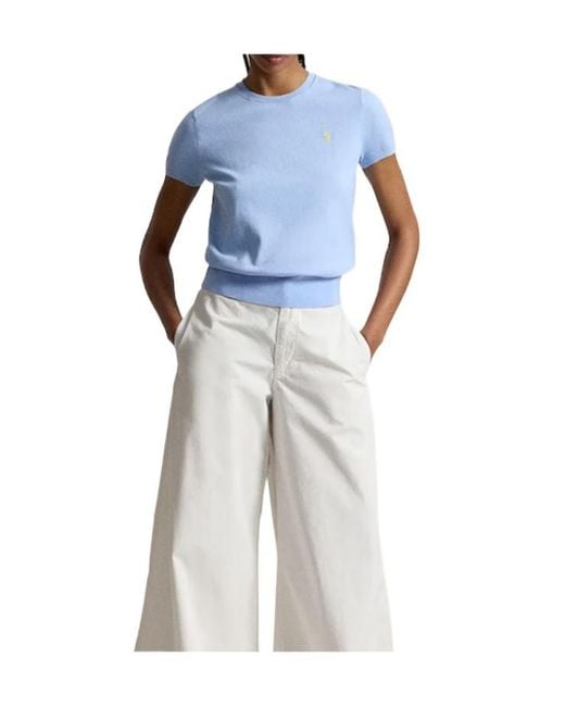 Polo Ralph Lauren Blue Short-Sleeve Crew-Neck Sweater
