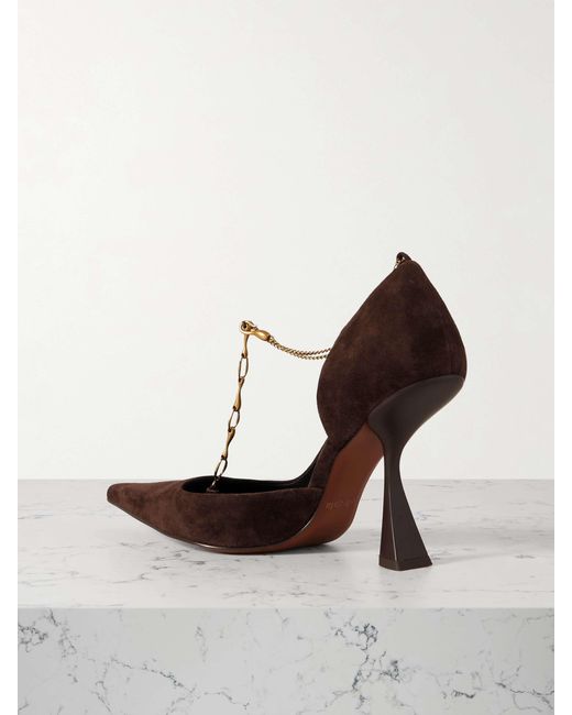 Cult Gaia Brown Dionne Embellished Suede Pumps