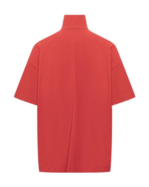 MSGM Red High Neck Jersey T-Shirt